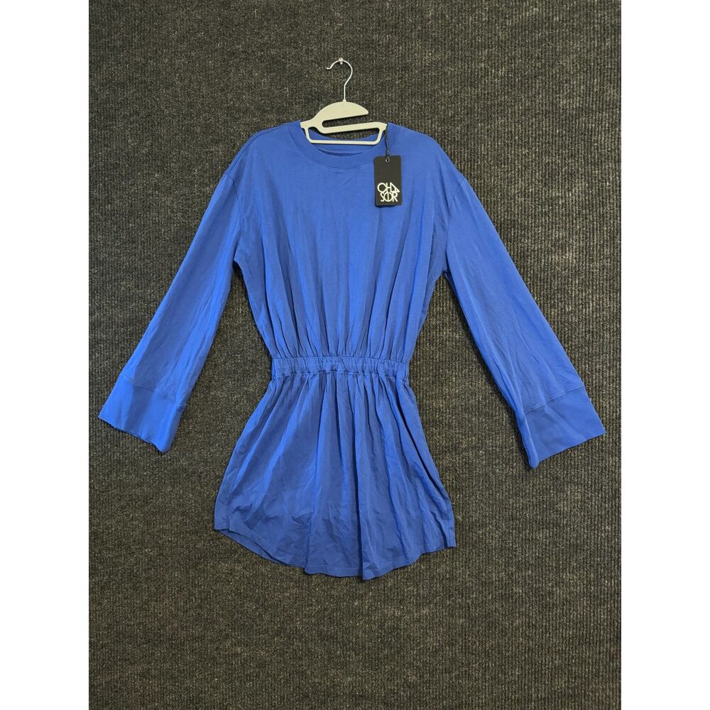 Chaser Harley Long Sleeve Mini Dress Cinched Waist Blue S NWT